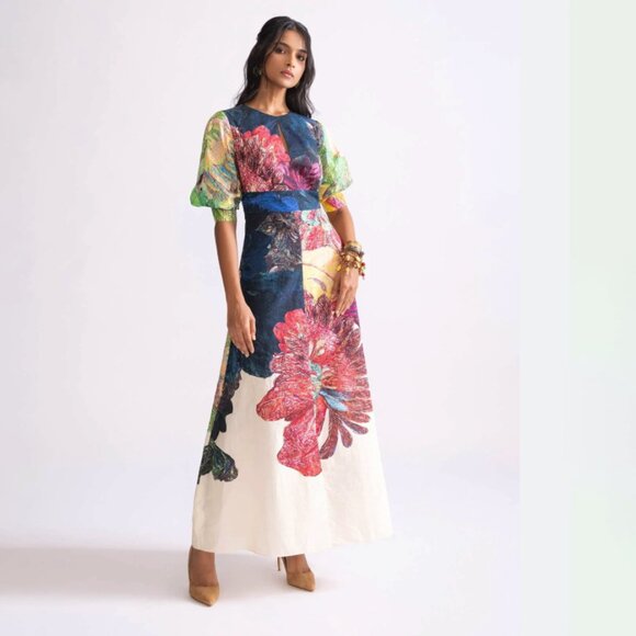 Saaksha & Kinni Daisy Cotton Dress in Multicolored Floral - Picture 1 of 10